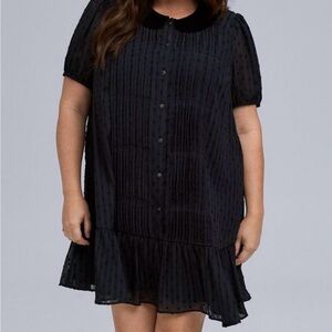 Torrid Belle Isle Velvet Collar Drop Waist Dress 22/24